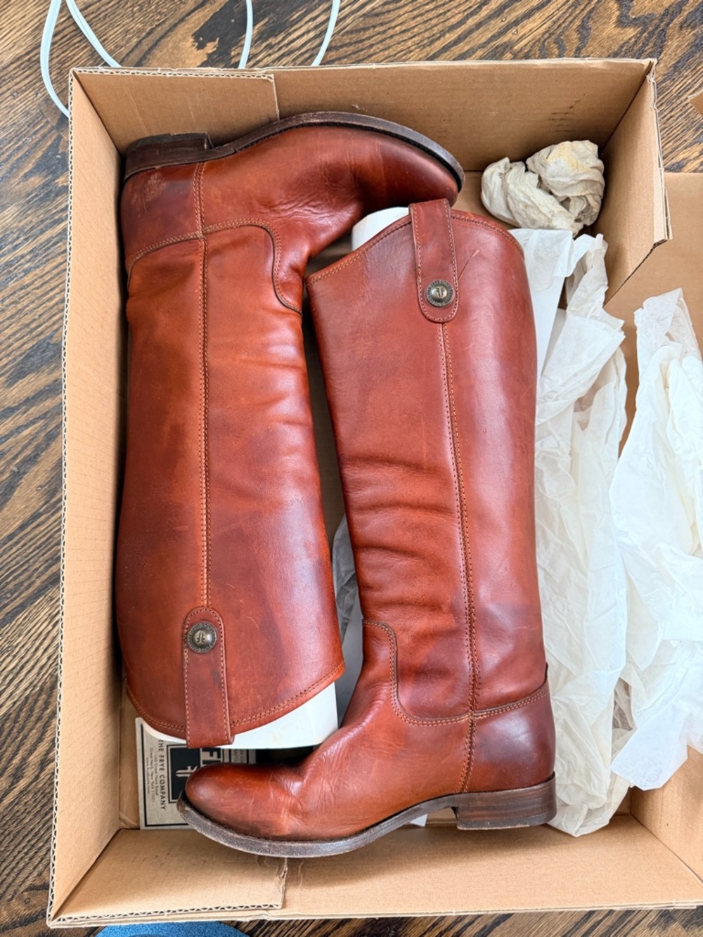 Frye Melissa Cognac Leather Tall Riding Boots 6